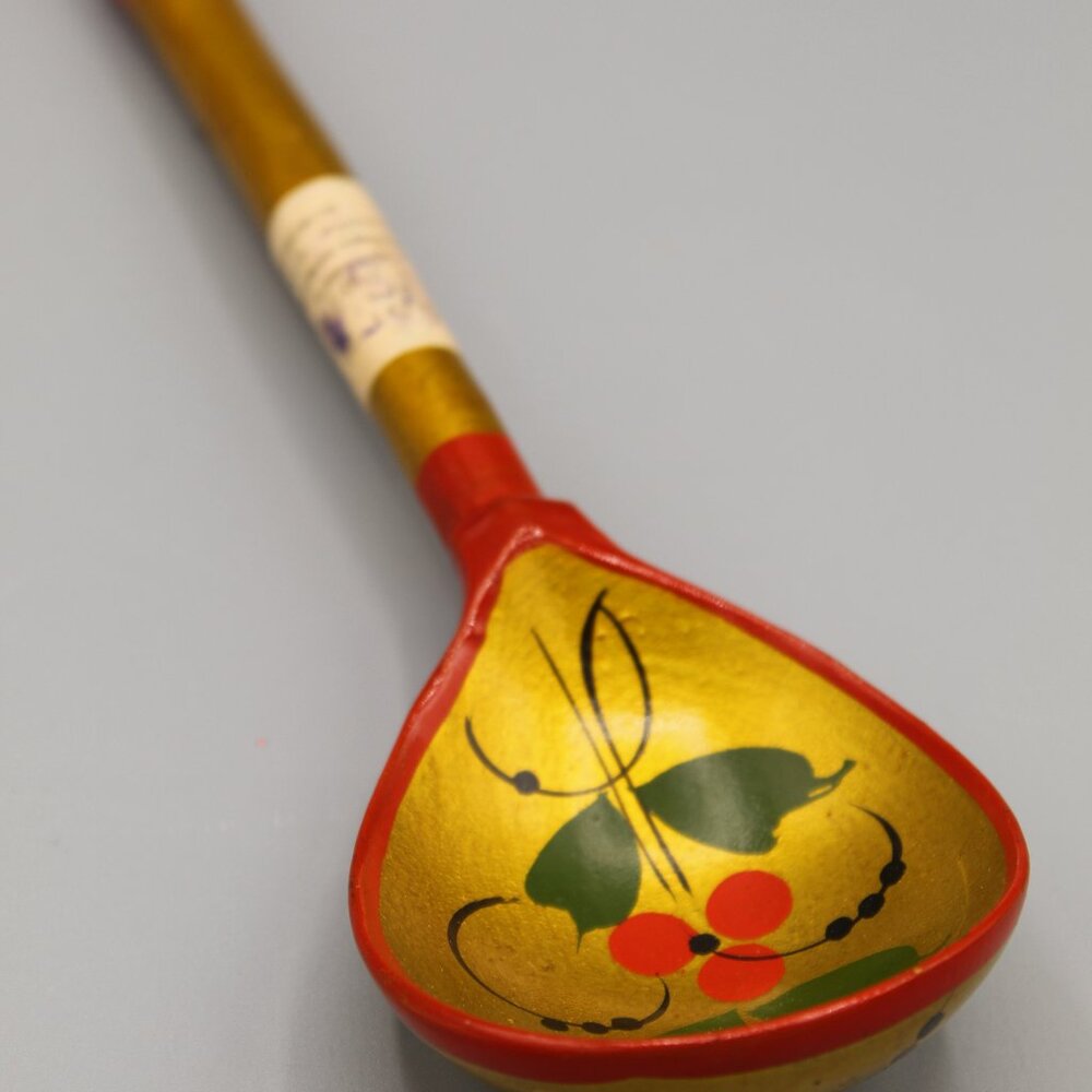 Wooden Spoon Vintage Russian Khokhloma Hand Painted Folk Art Mint Condition